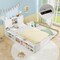 Costway Twin Size Bed Frame with Trundle & Power Outlet Bookcase Headboard Sliding Doors